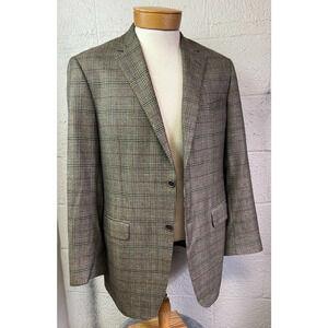 Samuelsohn Sport Coat Blazer Mens 42R Brown Plaid Loro Piana Cashmere Soft